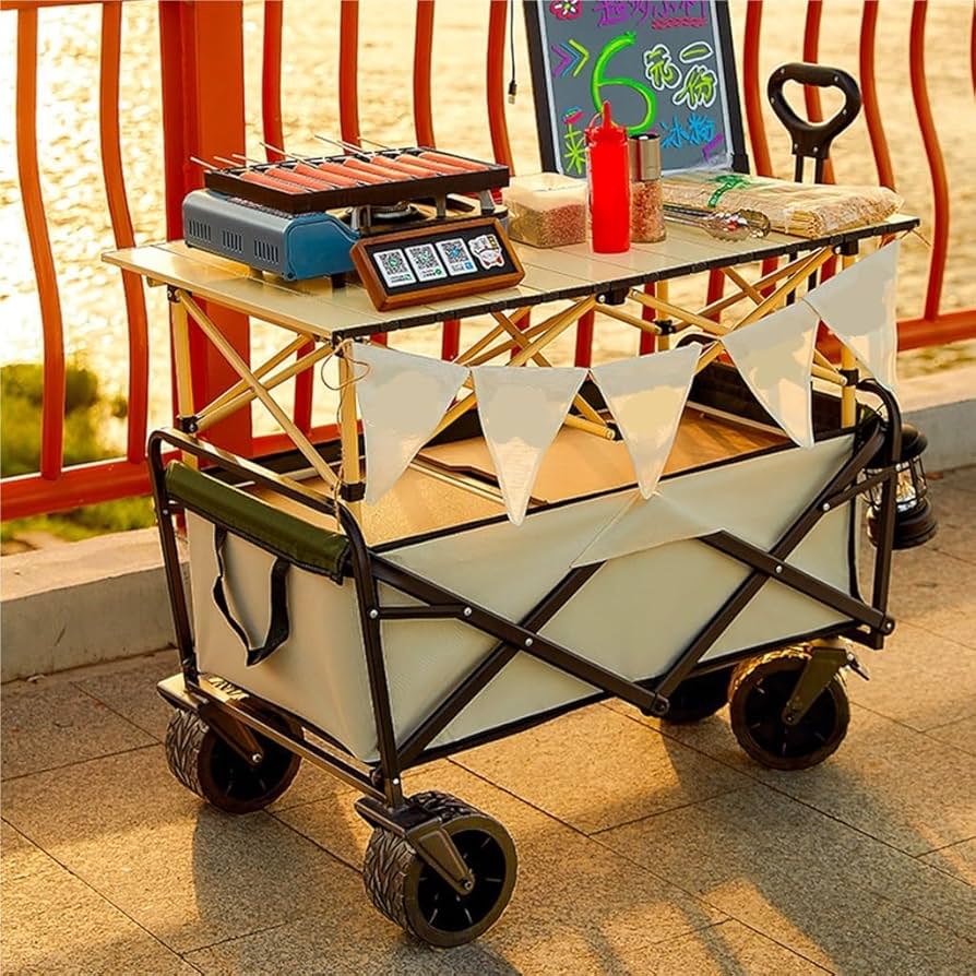 Amazon.co.jp: キャンプワゴン 屋台カート、折りたたみ式金属製